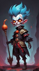 Fototapeta premium the fool chibi tarot cards in dark theme