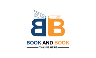 Book Logo Design Template With Initial Letter B.