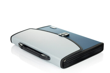Blue Briefcase isolated on white background with clipping path.