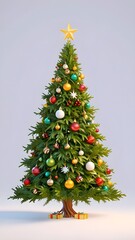 3D Christmas tree. White background. Generative AI