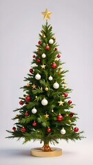 3D Christmas tree. White background. Generative AI
