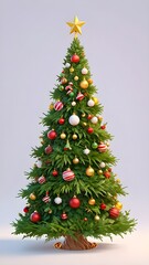 3D Christmas tree. White background. Generative AI