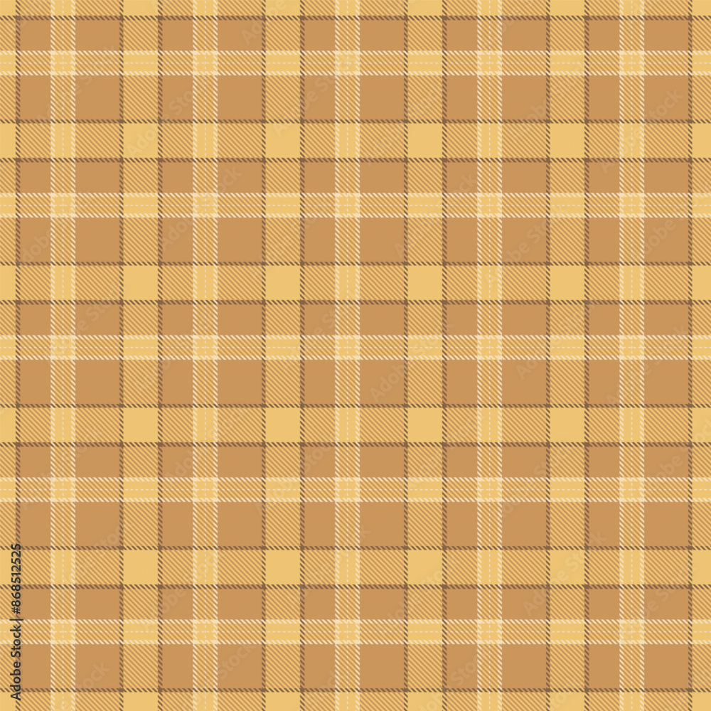 Wall mural plaid pattern with twill weave.golden brown tartan check seamless pattern.vector illustration geomet