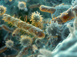 Microscopic View of Bacteria and Viruses
