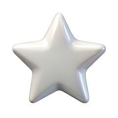 White glossy star round corner 3d isolated on transparent background