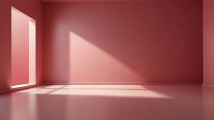 Fototapeta premium PINK BACKGROUNDmodern living room with plant