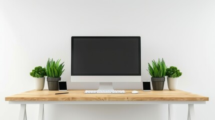 Home Office Desk isolate on white background: Compact and stylish for home settings, balances functionality with aesthetic appeal for versatile use.
