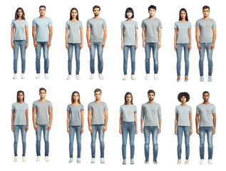Obraz premium Casual young couple set on png background. 
