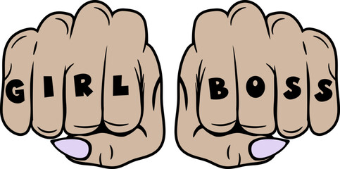 Girl Boss Fists Knuckles Feminism Illustration 