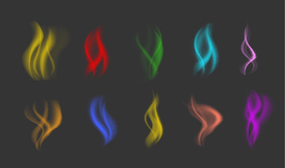 Colorful flame smoke isolated on background concept. Vector flat graphic design illustration
