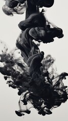 Fototapeta premium Black ink clouds in water, abstract background