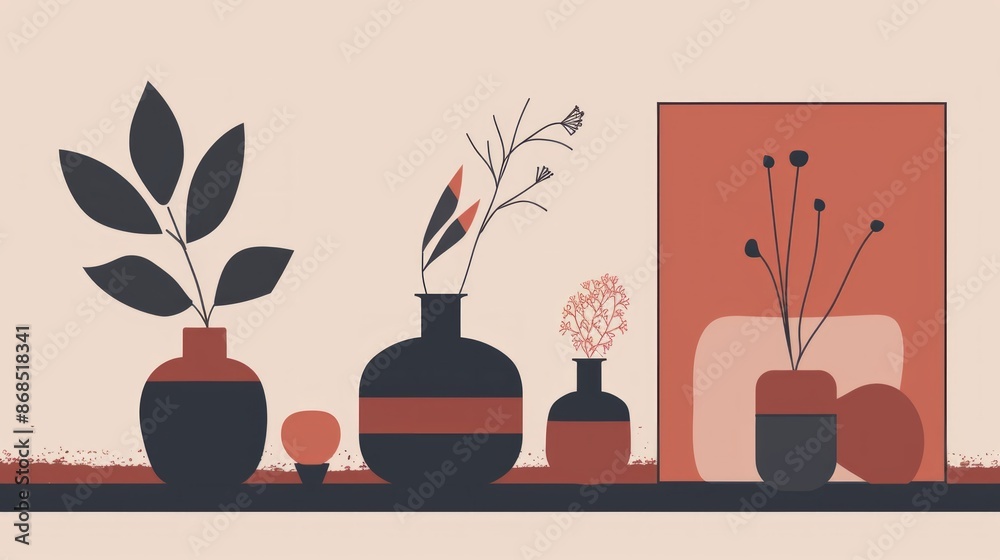 Fototapete Produce a minimalist vector frame with clean lines and simple shapes, using a monochromatic color scheme for a sleek, modern look