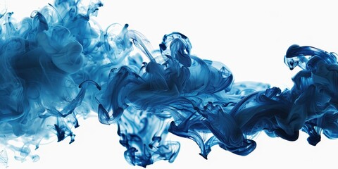 Blue ink clouds in water, abstract background