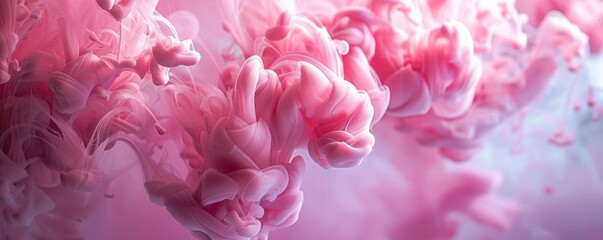 Fototapeta premium Pink ink clouds in water, abstract background