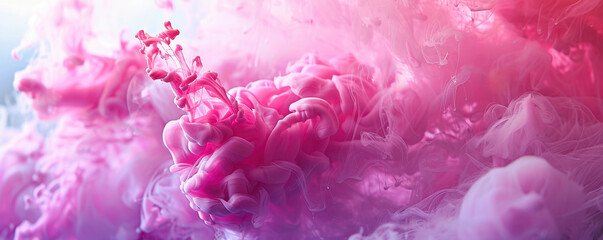 Fototapeta premium Pink ink clouds in water, abstract background