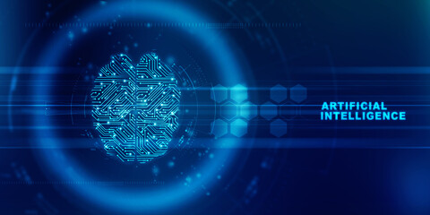 2d illustration Artificial Intelligence (AI) concept