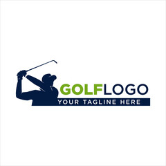 golf logo man silhouette. golf logo vector inspiration