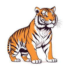 Bold Tiger Illustration with Striking Vintage Illustration