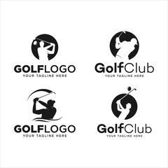 golf silhouettes logo design pack template