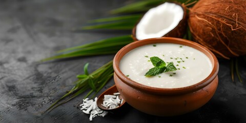 Photograph of traditional Sinhalese New Year kiribath in coconut milk clay pot. Concept Food Photography, Sri Lankan Cuisine, Cultural Traditions, Coconut Milk, New Year Celebrations