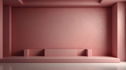 Fototapeta premium 3d pink stage background product featuring podium scene with leaf platform generate ai