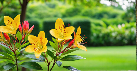 Ethereal Atmosphere Created by Alstroemeria Blossoms in Garden
