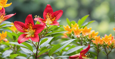 Fragile Petals of Alstroemeria Flowering in Colorful Harmony
