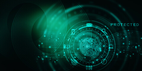 2d Illustration Fingerprint Scanning Technology Concept 