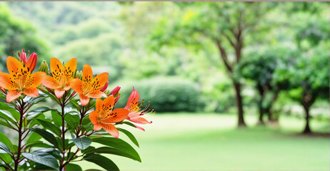 Tranquility Found in Alstroemeria Garden with Dreamy Background
