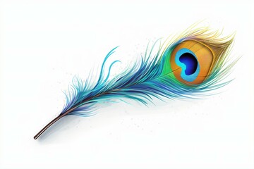 Obraz premium Vibrant peacock feather, artistic illustration, perfect for design elements.