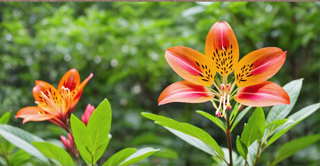 Calm Landscape with Tranquility of Alstroemeria Flowers in Bloom
