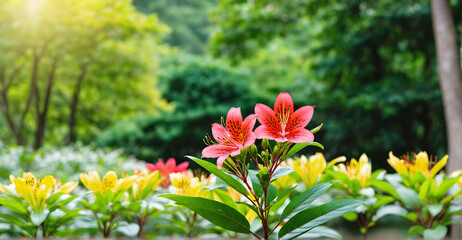 Springtime Alstroemeria Haven with Soft-focus Background Setting
