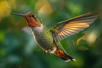 Fototapeta premium Hummingbird in the wild. Beautiful extreme close-up. Chilli.