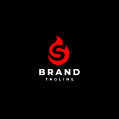 Initial Letter S Inside Flame Logo Design. Thermal Energy Initial Letter S Logo Design.