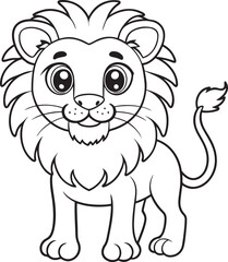 Cute Lion Doodle Coloring Page Character for Kids' Activities