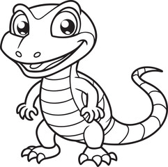 Cute Lizard Doodle Coloring Page Character