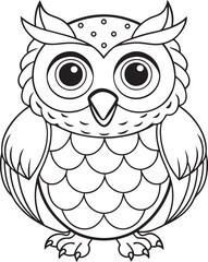 Cute Owl Doodle Coloring Page Character