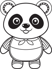 Cute Panda Doodle Coloring Cartoon Character