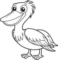 Cute Pelican Doodle Coloring Page Character