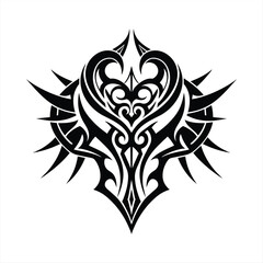 abstract ornate tribal tattoo vector design with heart shaped elements radiating spikes