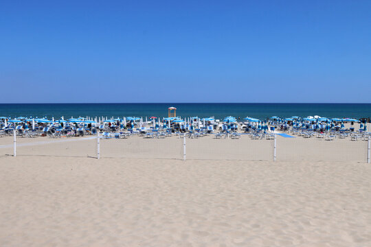 Overview of a beach in Ginosa Marina, Taranto, Puglia, Italy