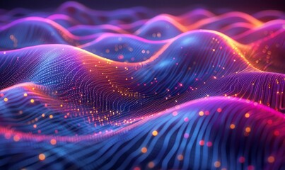Fototapeta premium Digital wave pattern in neon shades