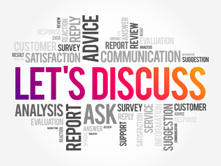 Let's Discuss is an invitation or suggestion to engage in a conversation or dialogue about a particular topic or subject, text concept background