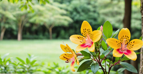 Serene Alstroemeria Blossoms Gently Swaying in Morning Garden Light
