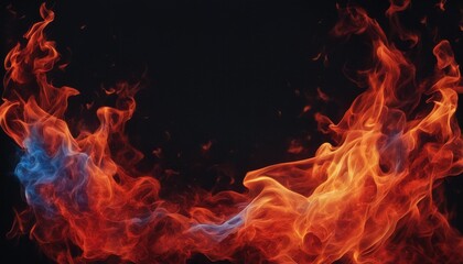 Fototapeta premium Vibrant orange and blue flames against a black background