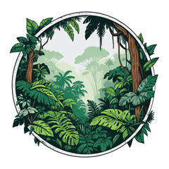 Tropical Jungle Vintage Badge Illustration
