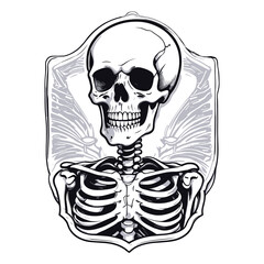 Vintage Human Skeleton Badge Illustration