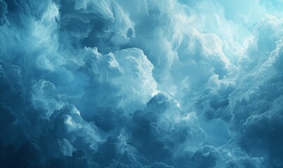 Abstract cloud shapes in blue tones