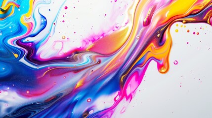 A colorful painting with a blue and yellow wave. The painting is full of bright colors and has a lot of detail. The colors are vibrant and the brushstrokes are visible, giving the painting a dynamic
