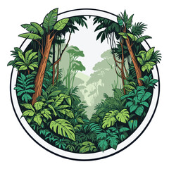 Vintage Tropical Jungle Adventure Illustration